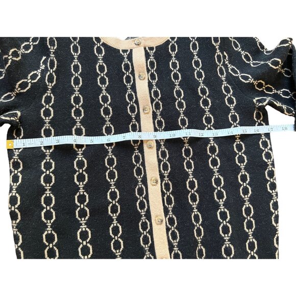 Ann Taylor XS Cardigan Sweater Black Chain Pattern Button-Up, Black Label,  New - Picture 8 of 8